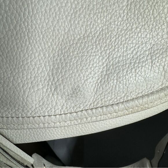 Milly white pebbled leather fringe tassel flap hobo crossbody bag - Picture 9 of 14